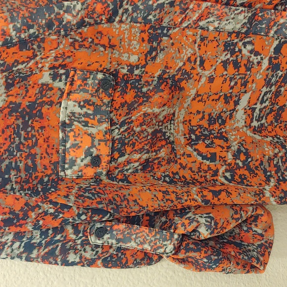 Collective concepts orange, blue, and grey button up top size medium pet… - Picture 4 of 8